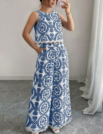 Compleu SHEIN, albastru/alb