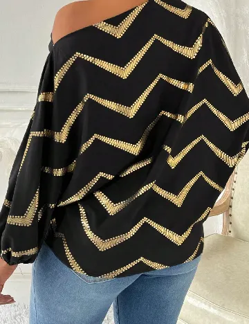 Bluza SHEIN, negru/auriu