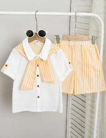 Compleu Shein Kids, alb/galben