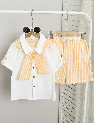 Compleu Shein Kids, alb/galben