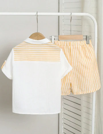 Compleu Shein Kids, alb/galben