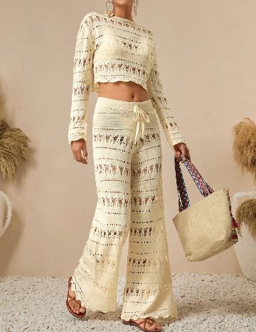 Compleu De Plaja SHEIN, crem