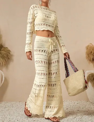 Compleu De Plaja SHEIN, crem