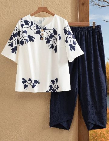 Compleu Emery Rose Curve, alb/bleumarin