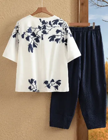 Compleu Emery Rose Curve, alb/bleumarin