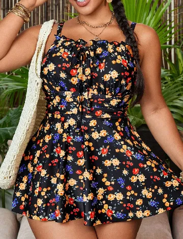 Costum de baie SHEIN CURVE, floral print