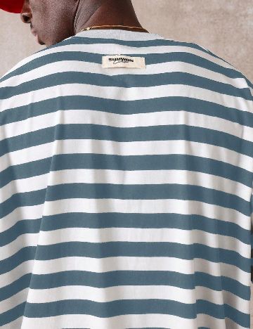 Tricou Oversize SUMWON, albastru/alb