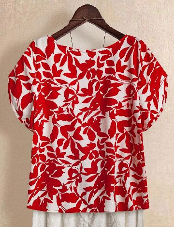 Bluza SHEIN CURVE, rosu/alb