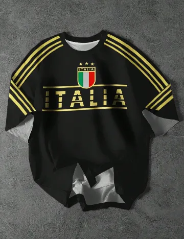 Tricou Shein Kids, negru/galben