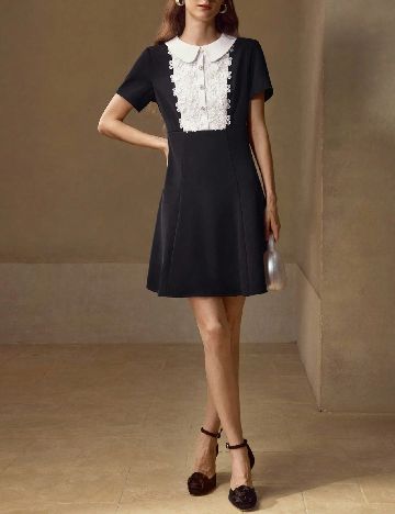 Rochie scurta MOTF, alb/negru