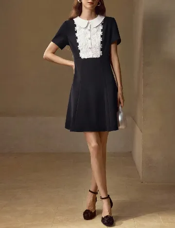 Rochie scurta MOTF, alb/negru