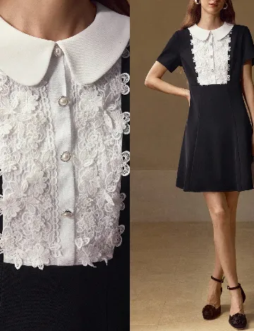 Rochie scurta MOTF, alb/negru