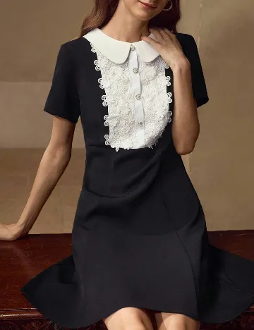 Rochie scurta MOTF, alb/negru