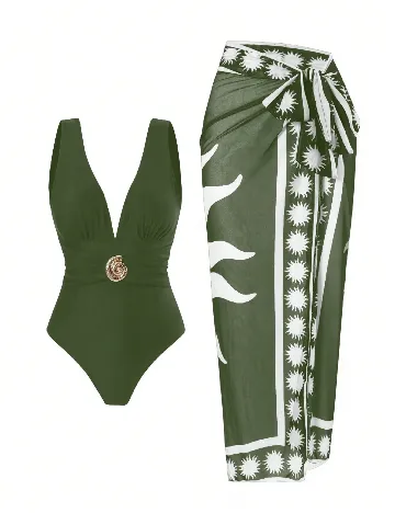 Costum de baie SHEIN, verde
