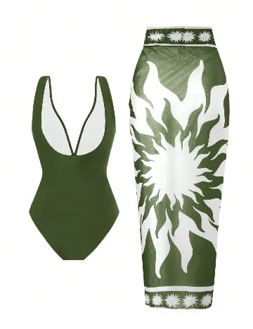 Costum de baie SHEIN, verde