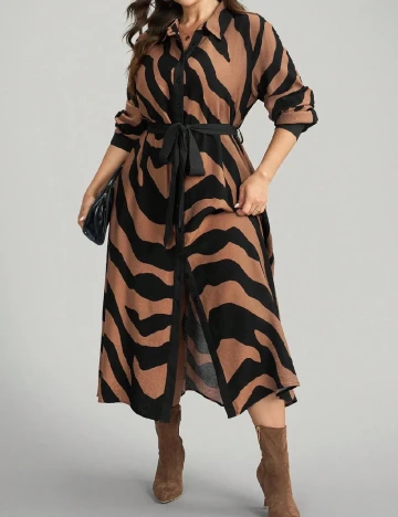 Rochie medie SHEIN CURVE, maro/negru