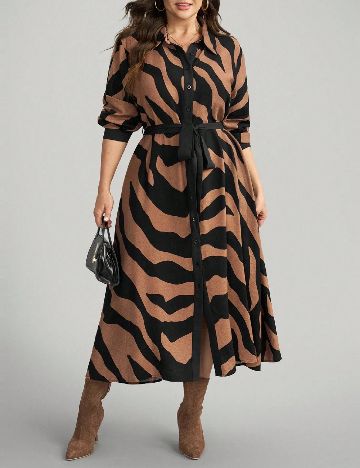 Rochie medie SHEIN CURVE, maro/negru