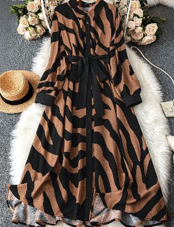 Rochie medie SHEIN CURVE, maro/negru