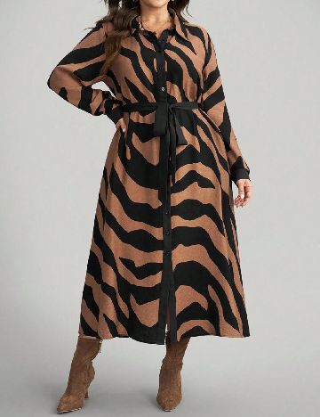 Rochie medie SHEIN CURVE, maro/negru