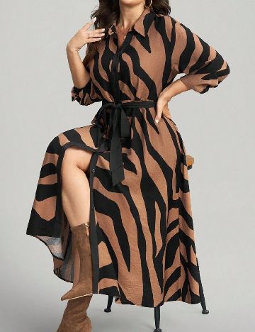 Rochie medie SHEIN CURVE, maro/negru