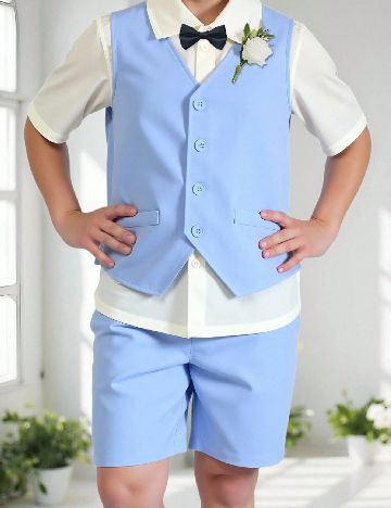 Compleu Shein Kids, albastru/alb