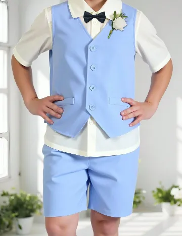 Compleu Shein Kids, albastru/alb