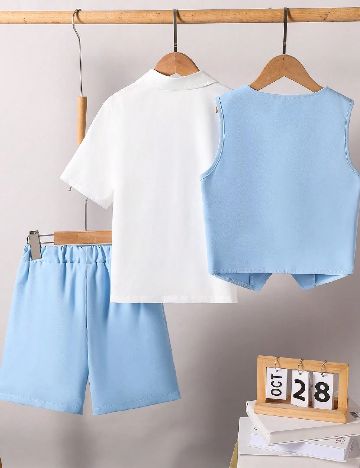 Compleu Shein Kids, albastru/alb