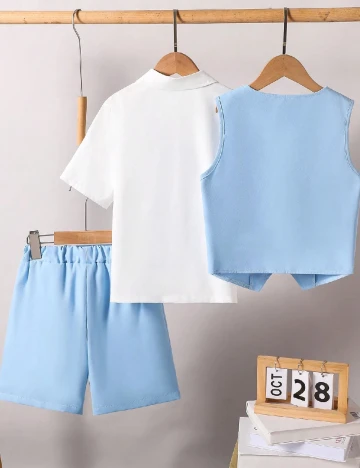 Compleu Shein Kids, albastru/alb