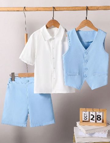 Compleu Shein Kids, albastru/alb