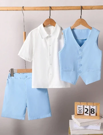 Compleu Shein Kids, albastru/alb