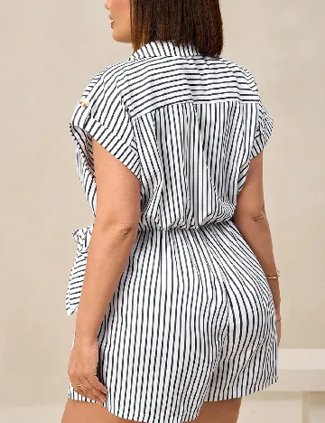 Salopeta SHEIN CURVE, alb/albastru