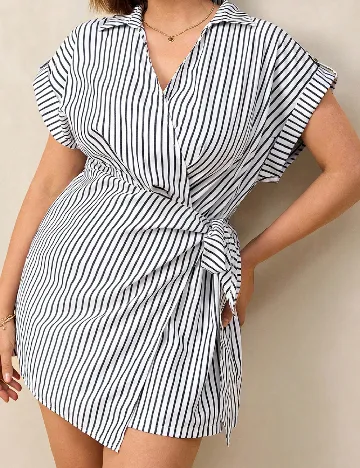 Salopeta SHEIN CURVE, alb/albastru