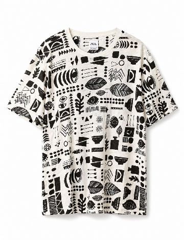 Tricou Zara, alb/negru