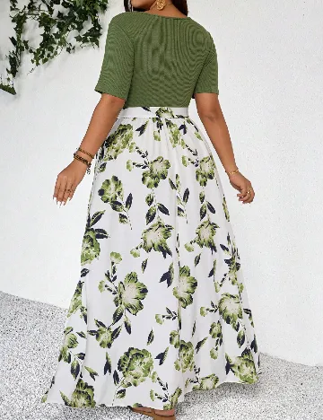 Rochie lunga SHEIN CURVE, verde/alb