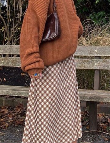 Fusta SHEIN, crem/maro