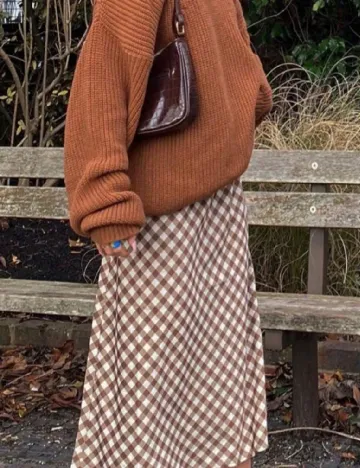 Fusta SHEIN, crem/maro