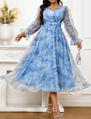 Rochie medie SHEIN CURVE, albastru