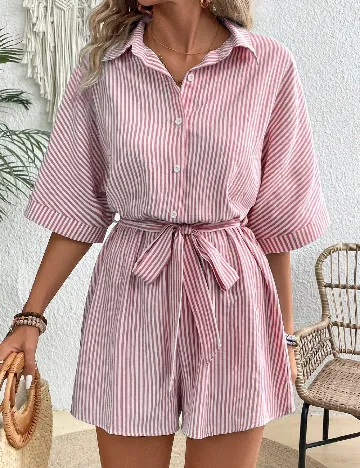 Salopeta SHEIN, rosu/alb