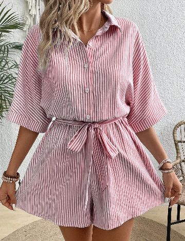 Salopeta SHEIN, rosu/alb