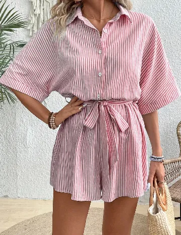 Salopeta SHEIN, rosu/alb