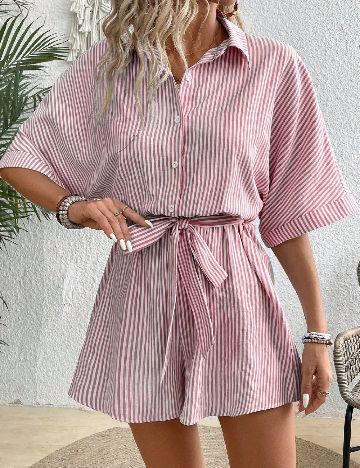 Salopeta SHEIN, rosu/alb