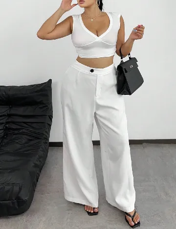 Pantaloni SHEIN CURVE, alb