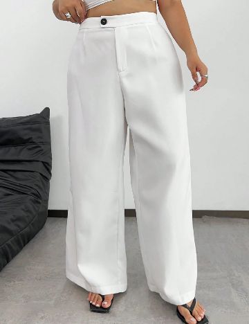 Pantaloni SHEIN CURVE, alb
