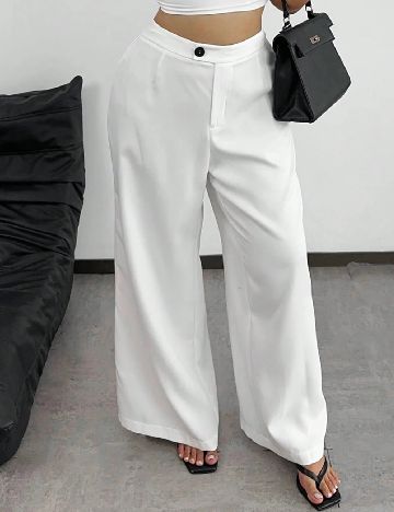 Pantaloni SHEIN CURVE, alb