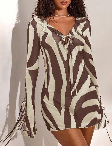 Rochie de plaja SHEIN, maro/crem