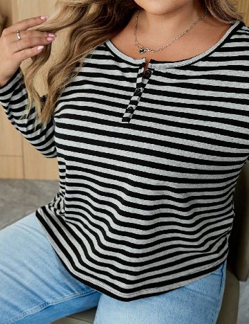 Bluza SHEIN CURVE, gri/negru