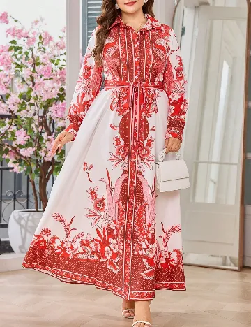 Rochie lunga SHEIN CURVE, rosu/alb