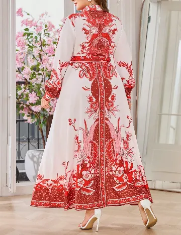 Rochie lunga SHEIN CURVE, rosu/alb