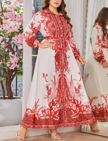 Rochie lunga SHEIN CURVE, rosu/alb