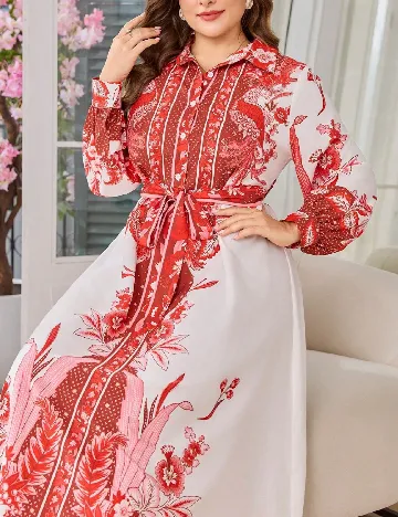 Rochie lunga SHEIN CURVE, rosu/alb